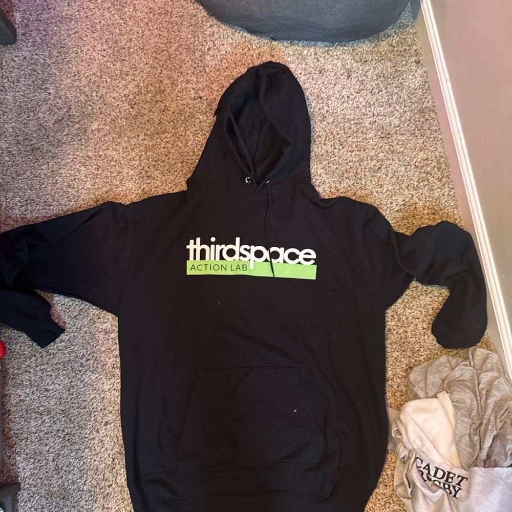 Black Hoodie with Green and White Logo